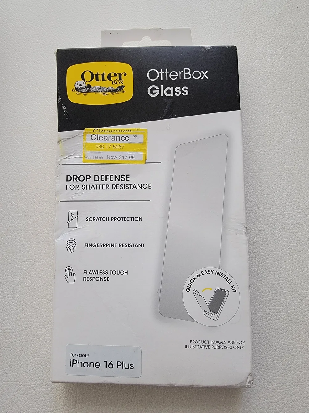 OtterBox Glass Screen Protector for iPhone 16 Plus - Drop Defense